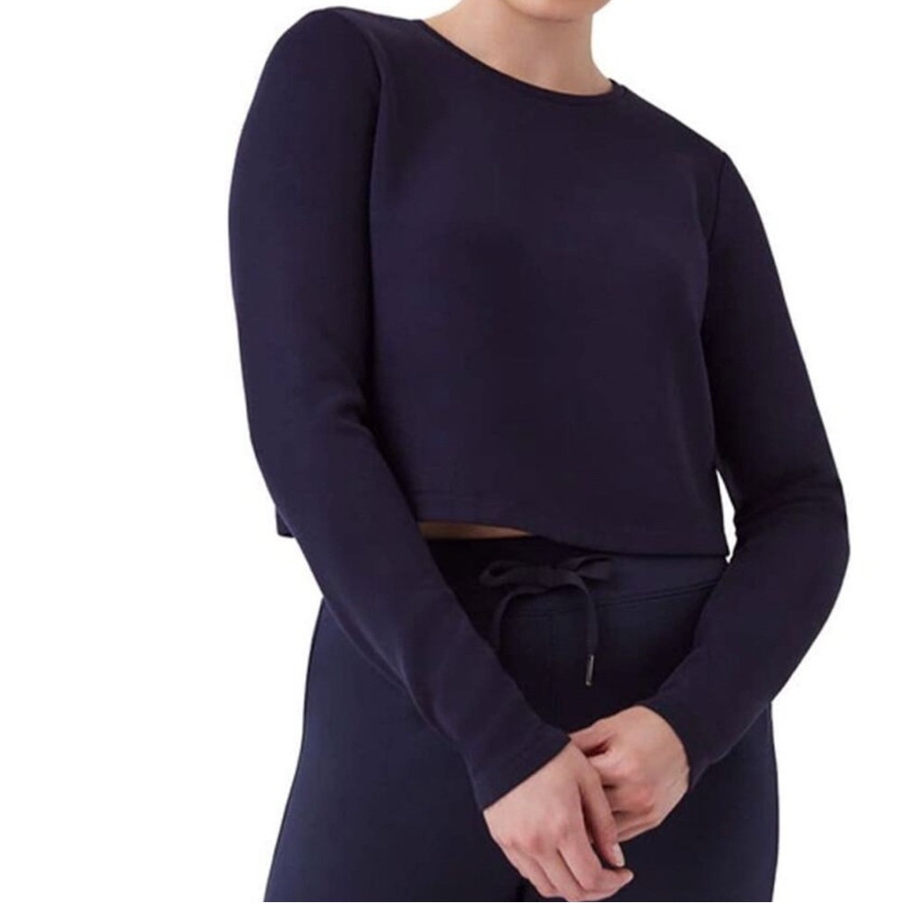 Spanx air essentials Navy Long Sleeve crop Top
